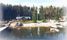 View from lake of Grist Haven Lodge