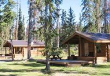 Guest cabins at Escott Bay Resort