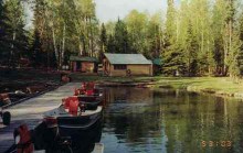 Pine Point Lodge guest cabin and boat dock