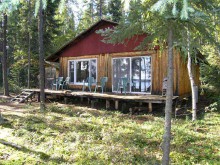 Guest cabin in woods at Angler's Kingdom