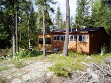 Guest cabin in trees at Helliar's Resort