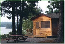 Guest cabin with lake view at Sleepy Dog Cabins