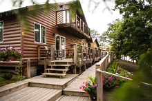 Log main lodge building at Tetu Island Lodge