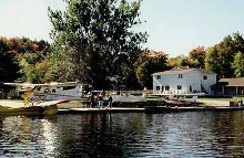 Tornado's Canadian Resorts main lodge viewed from the lake