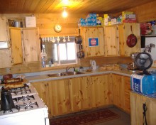 Guest cabin interior view at Dufferin Lake Lodge