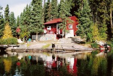 Cabin on rocky point at Grey Owl Camp Fly-In